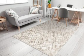 Koberec DUKE 51550 béžový / krémový, károvaný / strapce