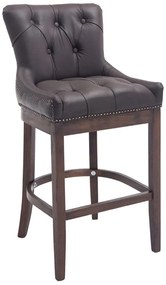 Barová stolička Buckingham ~ koža, drevené nohy tmavá antik - Hnedá