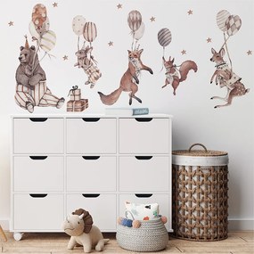 Gario Detská nálepka na stenu Party animals - zvieratká, balóny a darčeky