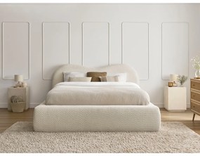 Béžová čalúnená dvojlôžková posteľ s úložným priestorom s roštom 180x200 cm Orlane – Bobochic Paris