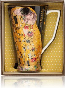 HOME ELEMENTS Porcelánový hrnček 500 ml, Klimt, Bozk čierny