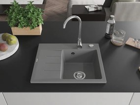 Mexen Ben, 1-komorový granitový drez 600x500x190 mm, pravý + chrómový sifón, šedá, 6523605000-71
