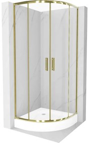Mexen Rio polkruhová sprchová kabína 70 x 70 cm, transparentnéné, zlatá + závesný bidet Rio, biela- 863-070-070-50-00-4710