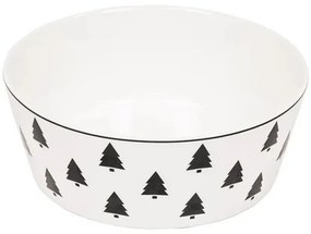 Krémová porcelánová slátová miska so stromčekmi X-Mas Tree - Ø 17,5*6,5 cm