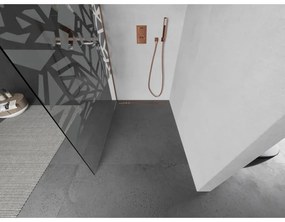 Mexen Kioto, sprchová zástena Walk-In 110 x 200 cm, 8mm číre sklo biely vzor, medený matný profil, 800-110-101-65-85