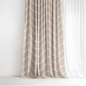 Goldea bavlnený záves - biely cikcak na béžovom 280x150 cm
