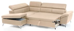 Kožená rohová sedacia súprava SALERNO II L, ľavá, béžová, rozkladacia
