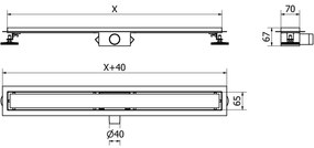 Mexen Flat nerezový sprchový žľab 70 cm vzor M03, 1022070-15
