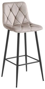 Tmavo béžová barová stolička NADO VELVET s čiernymi nohami