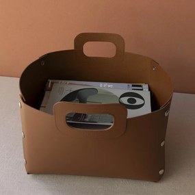 Úložný kôš Kätkö , koža / hnedý