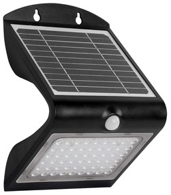 Exteriérové solárne nástenné LED svietidlo Butterfly, 1x LED 3,2w, čierna, pohybový senzor
