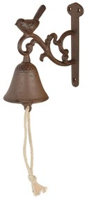 Záhradný zvonček Birdie, 15,5x14,5 cm, liatina, hnedá