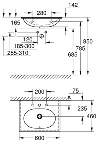 GROHE 3956800H - Umývadlo ESSENCE 600 × 460 mm keramika/biela