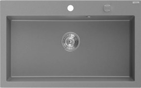 Mexen Elix, 1-korový granitový drez 800 x 500 mm, šedá, chrómový sifón, 6527801005-71
