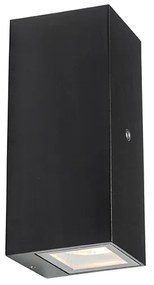 Nástenná lampa čierna 2-svetlo IP44 so senzorom súmraku - Baleno II