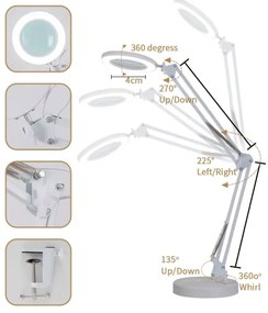 Brilagi - LED Stmievateľná stolná lampa s lupou LED/12W/5V 3000/4200/6000K biela