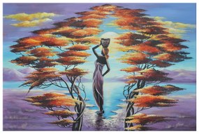 Gario Ručne maľovaný obraz Africká žena s košíkom Rozmery: 100 x 70 cm
