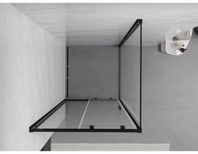 Mexen Exo, sprchovací kút s posuvnými dverami 90 x 90 cm, 6mm číre sklo, čierny profil, 8151-090-090-70-00