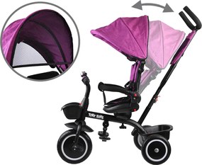 Trojkolesový bicykel Tiny Bike 3v1, ružový, so strieškou SP0650