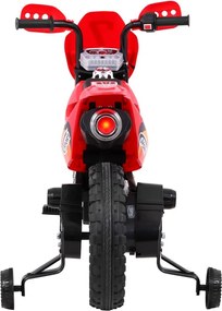 Ramiz Krížový bicykel pre deti Vozidlo na batérie Červené + asistenčné kolesá + LED zvuky