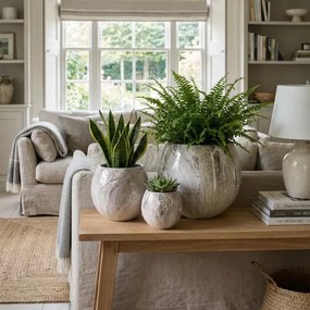 Sada 3 ks keramických květináčů NEVA MARBLE XI béžová