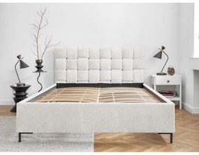 Krémovobiela čalúnená dvojlôžková posteľ s roštom 180x200 cm Eve – Miuform
