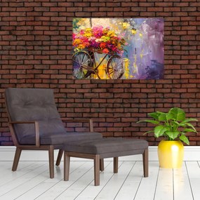 Obraz - Bicykel s kvetmi (90x60 cm)