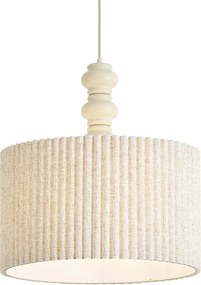 Japandi závesná lampa béžová s ľanovým tienidlom 50cm - Fedde