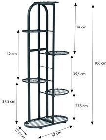 Vysoký 6-poschodový stojan na kvety z ocele