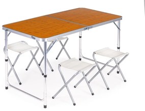 Skladací cateringový stôl 119,5x60 cm drevo so 4 stoličkami
