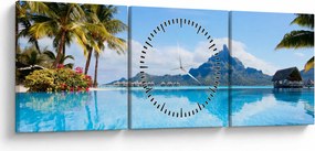 Obraz - Bora-Bora, Francúzska Polynézia (s hodinami) (90x30 cm)
