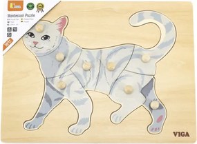 Puzzle na podložke s rúčkami Viga 44612 mačka