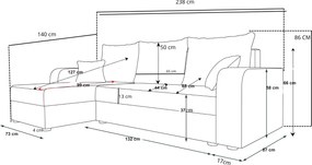 Rozkladacia obojstranná sedacia súprava do L VALERIO 238x140 cm, tmavozelená + 2 vankúšiky ZDARMA