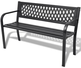 Záhradná lavička 118 cm, oceľ, čierna