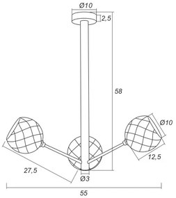 Argon 1358 - LED Luster na tyči BELLUNO 3xLED/5W/230V