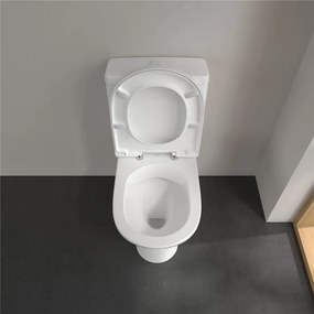 VILLEROY &amp; BOCH O.novo Compact WC misa kombi s hlbokým splachovaním bez vnútorného okraja, zadný odpad, 370 x 605 mm, biela alpská, s povrchom CeramicPlus, 5689R0R1