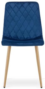 Set štyroch jedálenských stoličiek TURIN zamatový tmavomodrý (naturálne nohy) 4 ks