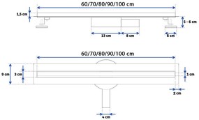 Rea Neo Slim Pro, lineárny odtokový žľab s 360stupňovým sifónom 80cm, nerez, REA-G8402