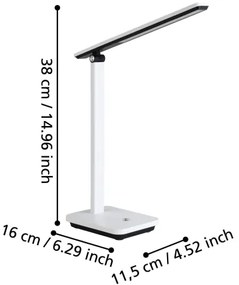 Eglo 900956-LED Stmievateľná nabíjacia stolná lampa INIESTA 3,6W/5V 1800mAh biela