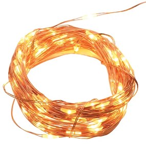 ACA Lighting LED dekoračná medená girlanda, teplá biela, 3x batéria AA, 500 cm, IP20