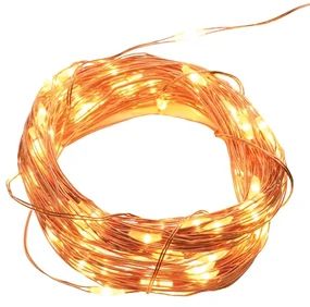 ACA Lighting LED dekoračná medená girlanda, teplá biela, 3x batéria AA, 500 cm, IP20