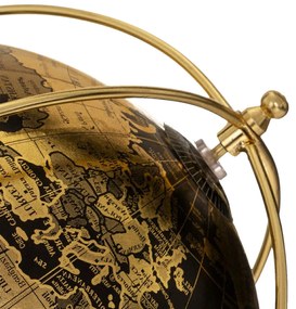 Dekoračná soška Globus, 24x24x24 cm, čierna/zlatá