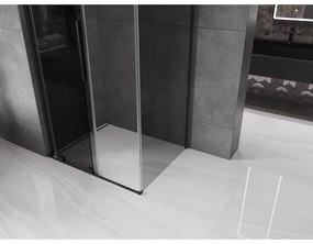 Mexen Velar L, sprchový kút s posuvnými dverami 120 x 100 cm, 8mm šedé sklo, čierna matná, 871-120-100-43-70