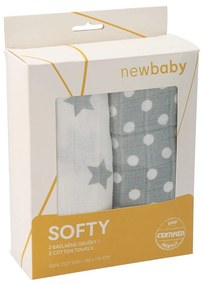 Látková tetra osuška New baby Softy 90 x 110 cm sivo-biela 2 ks