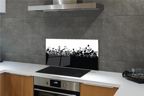 Sklenený obklad do kuchyne Čierna a biela poznámky 140x70 cm
