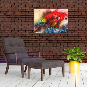 Obraz červených papagájov ara (70x50 cm)