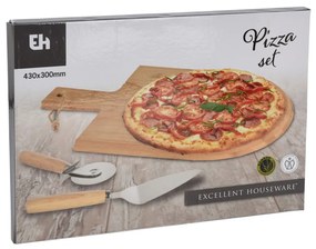 Excellent Houseware Doska na krájanie pizze Pizza Set, bambus, 43x30 cm