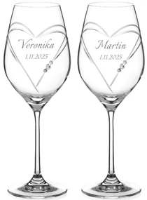 Dekorant Svadobné poháre na biele víno Aphrodite s krystaly Swarovski 360ml 2KS VARIANTA 3