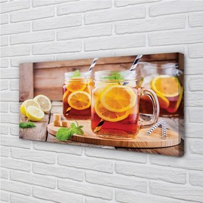 Obraz canvas Ice Tea citrusové slamky 140x70 cm