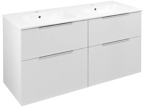 Sapho Sapho, CIRASA umývadlová skrinka s dvojitým umývadlom 121x66x46cm, biela lesk, CR121-3030-21